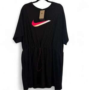 NWT Nike Women's Black Drawstring T-shirt Logo Size 3X Dress